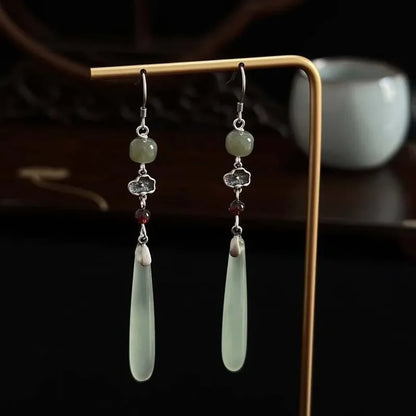 New Chinese Style Versatile Retro Earrings Long Tassel Horse Face Skirt Cheongsam Fashionable Temperament Accessories for Women