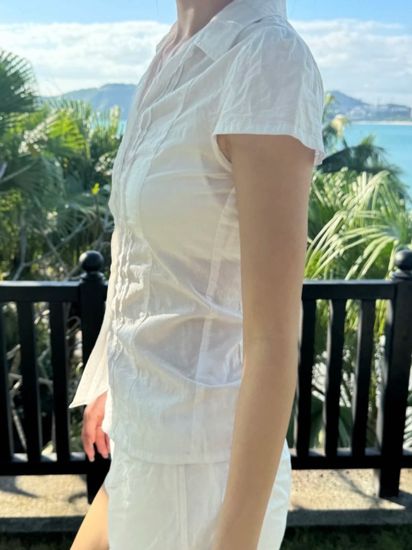 fashion Solid Lapel Button White Blouses Slim Classic Fashion Streetwear All-match Patchwork Tops Chic 90s Vintage Clothes