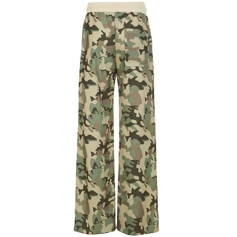 fashionLow Waisted Contrasting Camouflage Trousers Fashion Vintage Loose Pants Streetwear Casual Cute Women's Bottoms