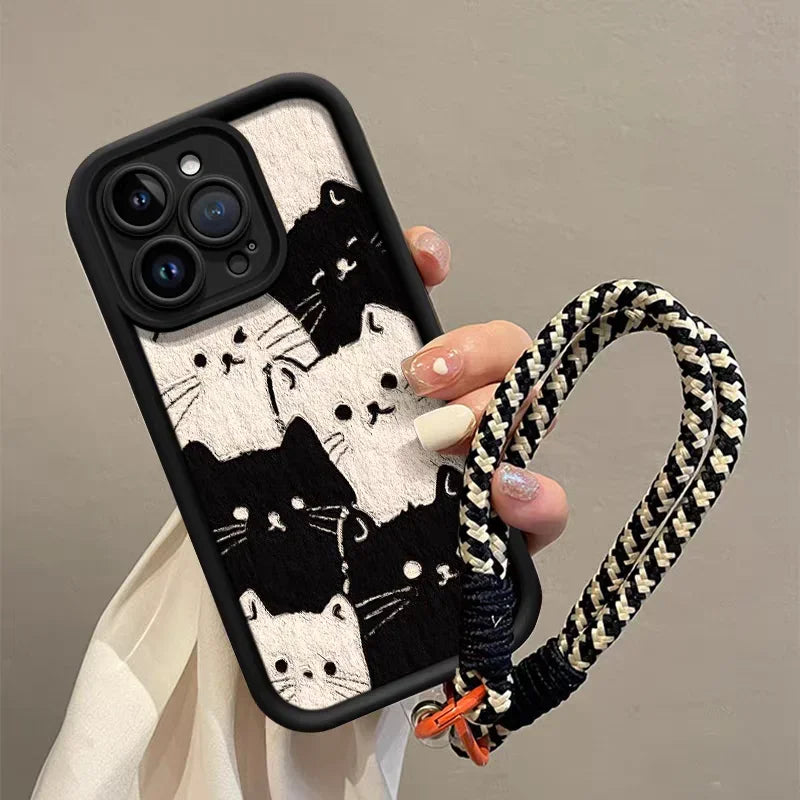 Flower Strap Hand Rope Silicone Case For Motorola Moto Edge 50 Pro 60 Fusion 40 NEO G84 G54 G75 G35 G85 5G G32 G52 G60 Cover