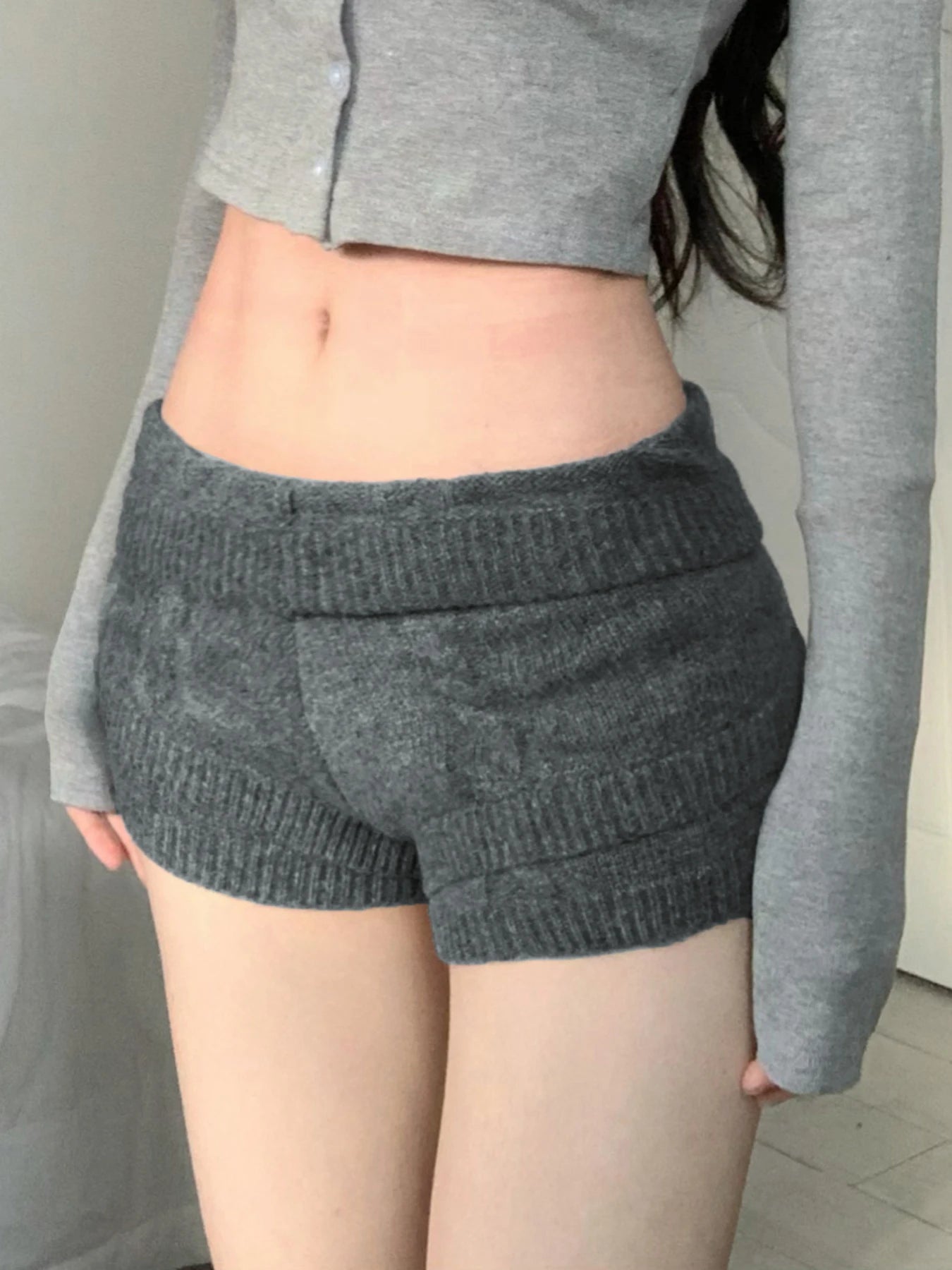 fashionCute Slimming Knit Shorts Solid Color Fashion Korean Women's Bottoms Casual Leisure Comfort Chic 2000s Outfits