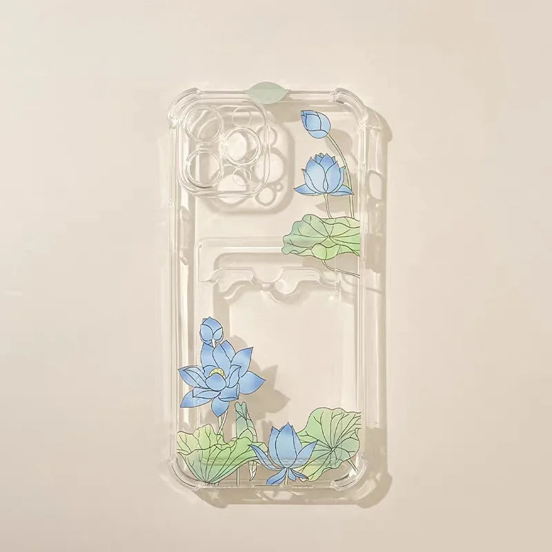 For Xiaomi Redmi Note 13 14 Pro Plus 12 11 10 Pro 12S 11S 9S 13C 12C 10C 9C 9A A2 A1 Clear TPU Flower Photo Card Holder Case