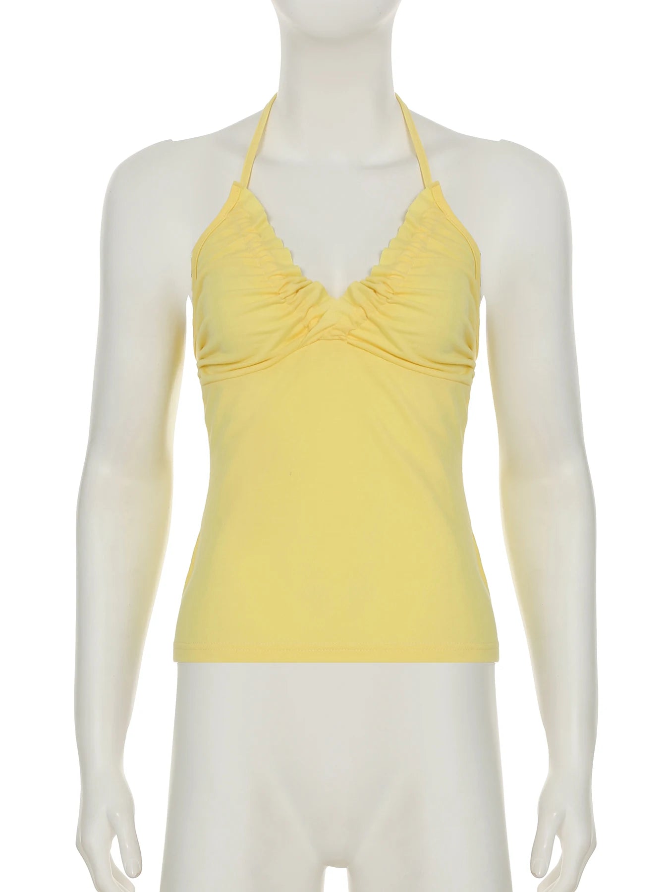 fashion Y2K Halter Neck Camisole Sexy Backless Ruched 2000s Slim Women's Outfits Summer Sleeveless Harajuku Cute Clothes