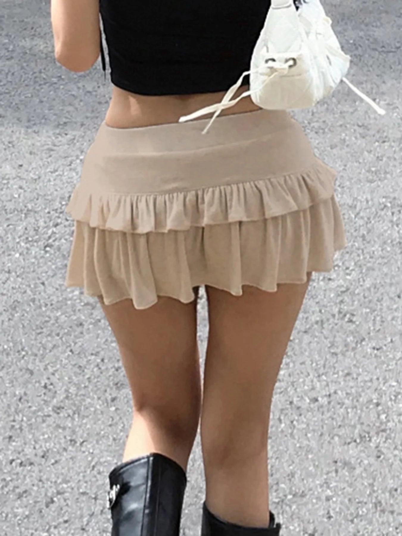 fashion Knitted Stringy Selvedge Short Skirts Vintage Chic Basic Streetwear Sexy Elastic Clothes Fashion Solid Bottoms