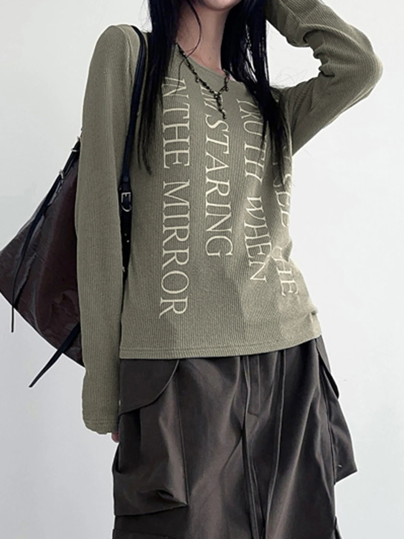 fashion Letter Print Casual Streetwear Shirts for Women Long Sleeves Aesthetic   Slim Cute Sexy Fashion Clothes