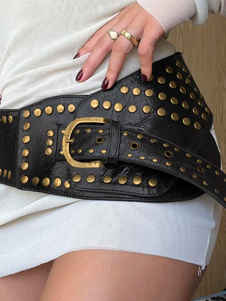 fashion Retro Fashion Aesthetic PU Belts Vintage Solid Chic Streetwear Casual Belts 90s Y2k Rock Adjustable Accessories