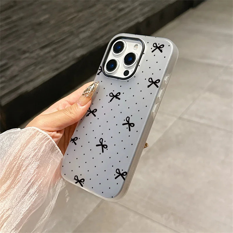 Cute Polka Dot Bow Phone Case For Samsung Galaxy S25 Edge S24 Ultra S23 Plus A56 5G A17 A07 A16 A26 A36 A06 A15 A35 A54 A34 A52