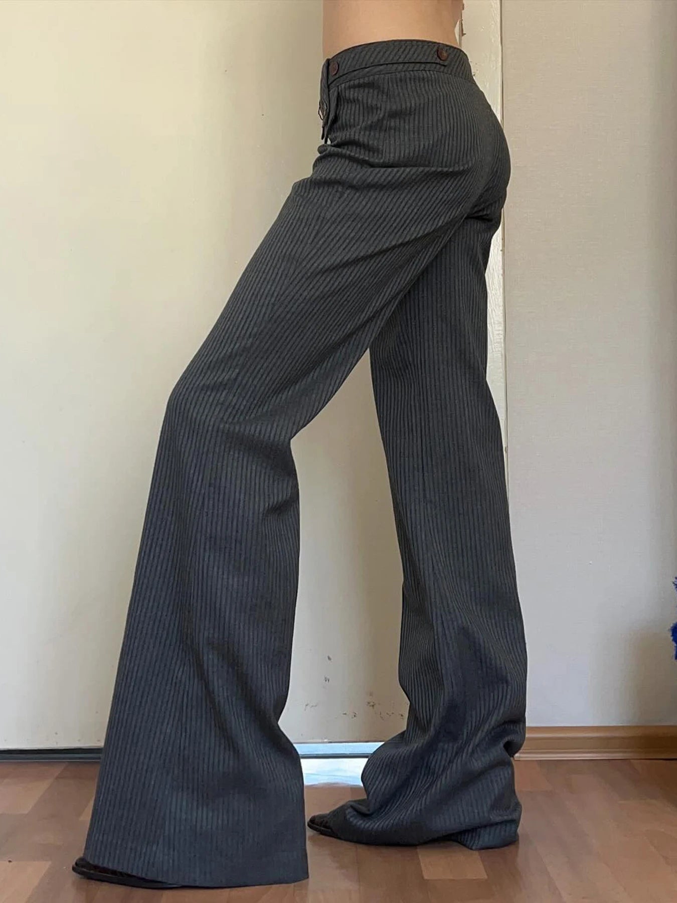 fashion Vintage Striped Casual Pants for Women Y2K Aesthetic Fashion Chic Trousers Casual Streetwear 90s Bottoms