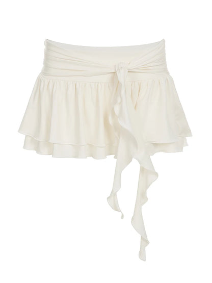 fashionFashion Low Waisted Lace Up Mini Skirts Sexy Y2K Solid Bottoms Preppy Style Sweet Cute Pleatd Outfits for Women