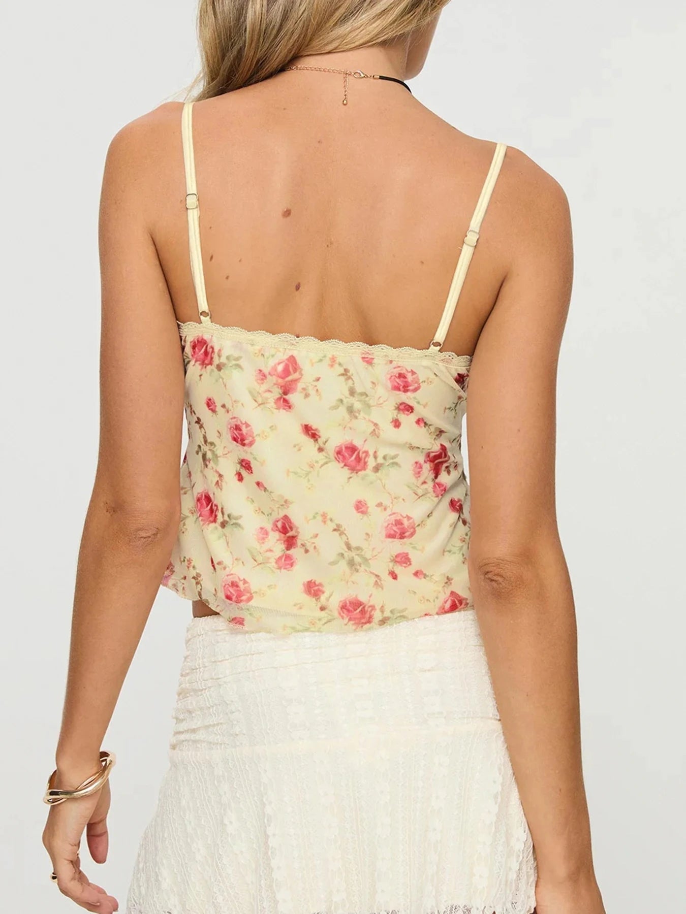 fashion Bodycon Sexy Backless Camisole Floral Print Sleeveless Retro Summer Cropped Tops Elastic Hottie Women's Clothing