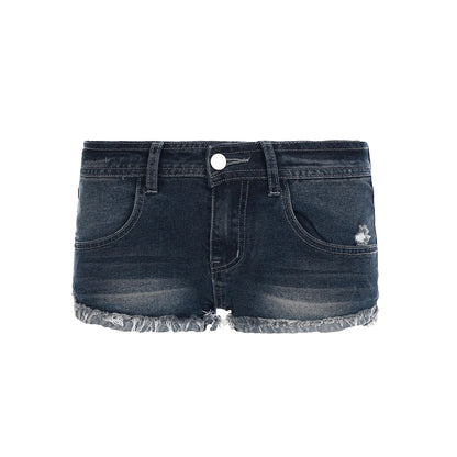 fashion Low Waisted Denim Hottie Shorts Blue Sexy Slim Chic Vintage Streetwear Clothes Retro Summer All-match Bottoms