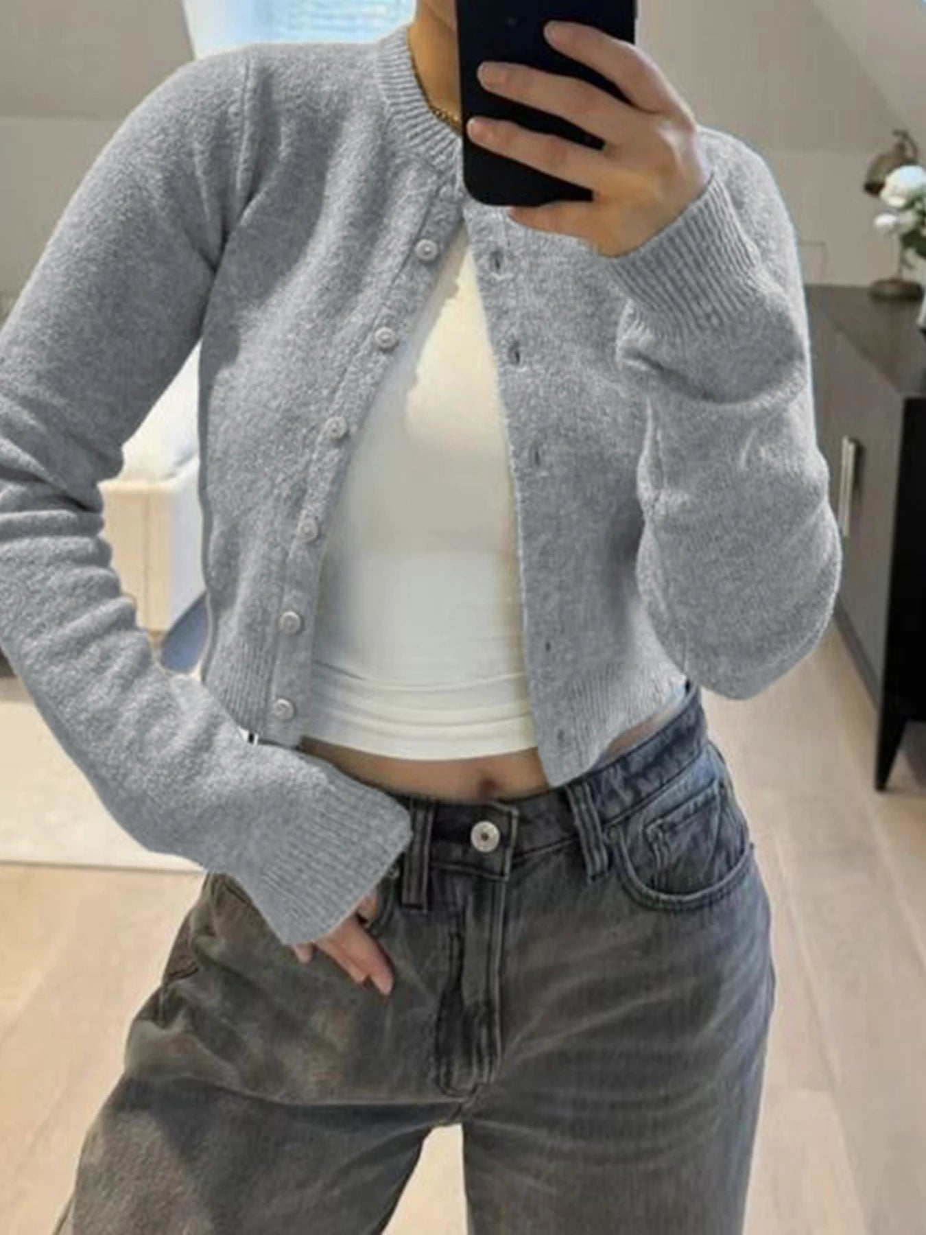 fashion Y2K Solid Aesthetic Cardigans All-match Single-breasted Chic Knit Coats Fashion Casual Korean Cute Women's Sweater