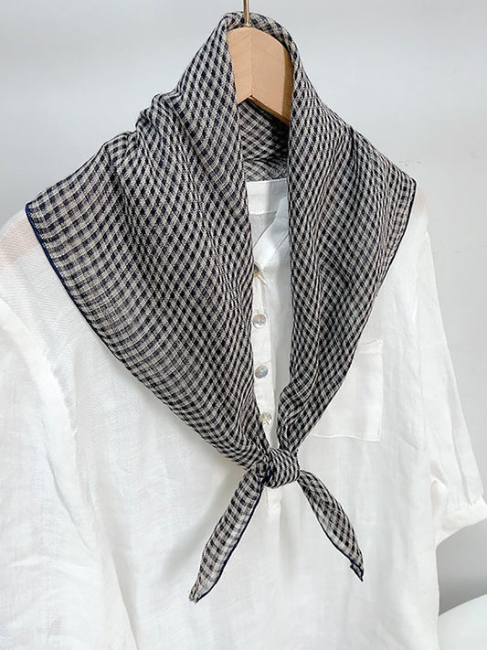 Women Casual Vintage Plaid Stripe Square Scarf