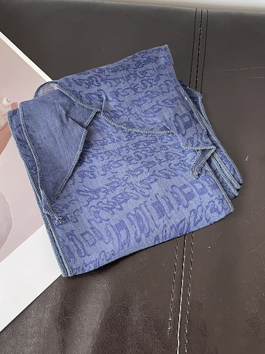 Women Vintage Plaid Dot Hair Band Scarf