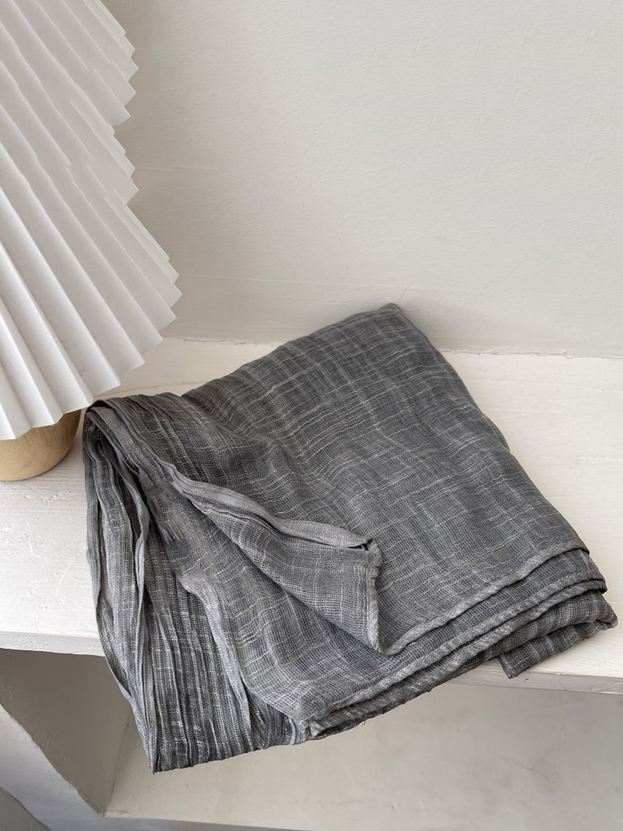 Women Artsy Pure Color Shirred Shawl Scarf