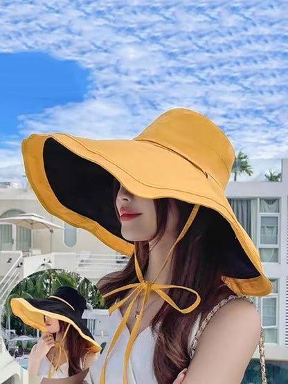 Women Casual Large Brim Dual-side Wearing Sunproof Hat