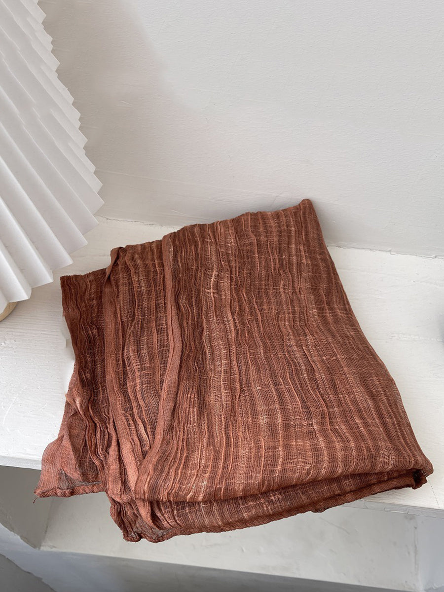 Women Artsy Pure Color Shirred Shawl Scarf