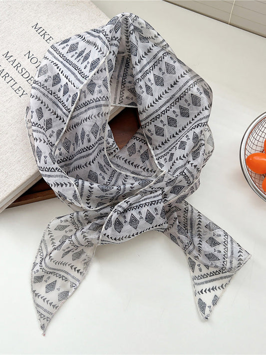 Women Thin Floral Triangle Scarf