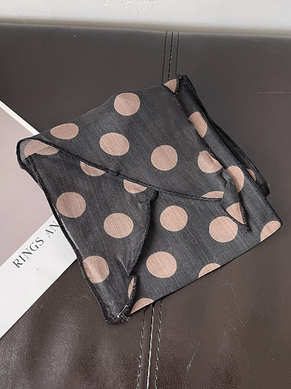 Women Vintage Plaid Dot Hair Band Scarf