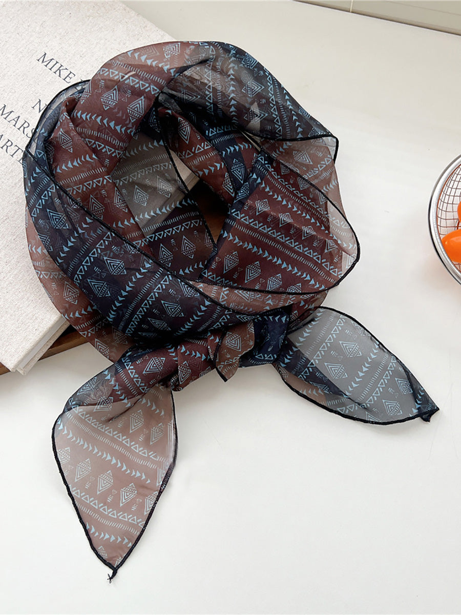 Women Thin Floral Triangle Scarf