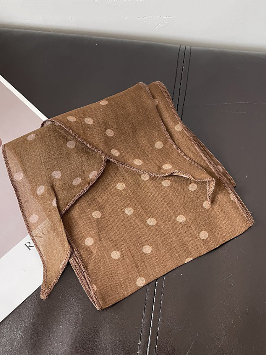 Women Vintage Plaid Dot Hair Band Scarf