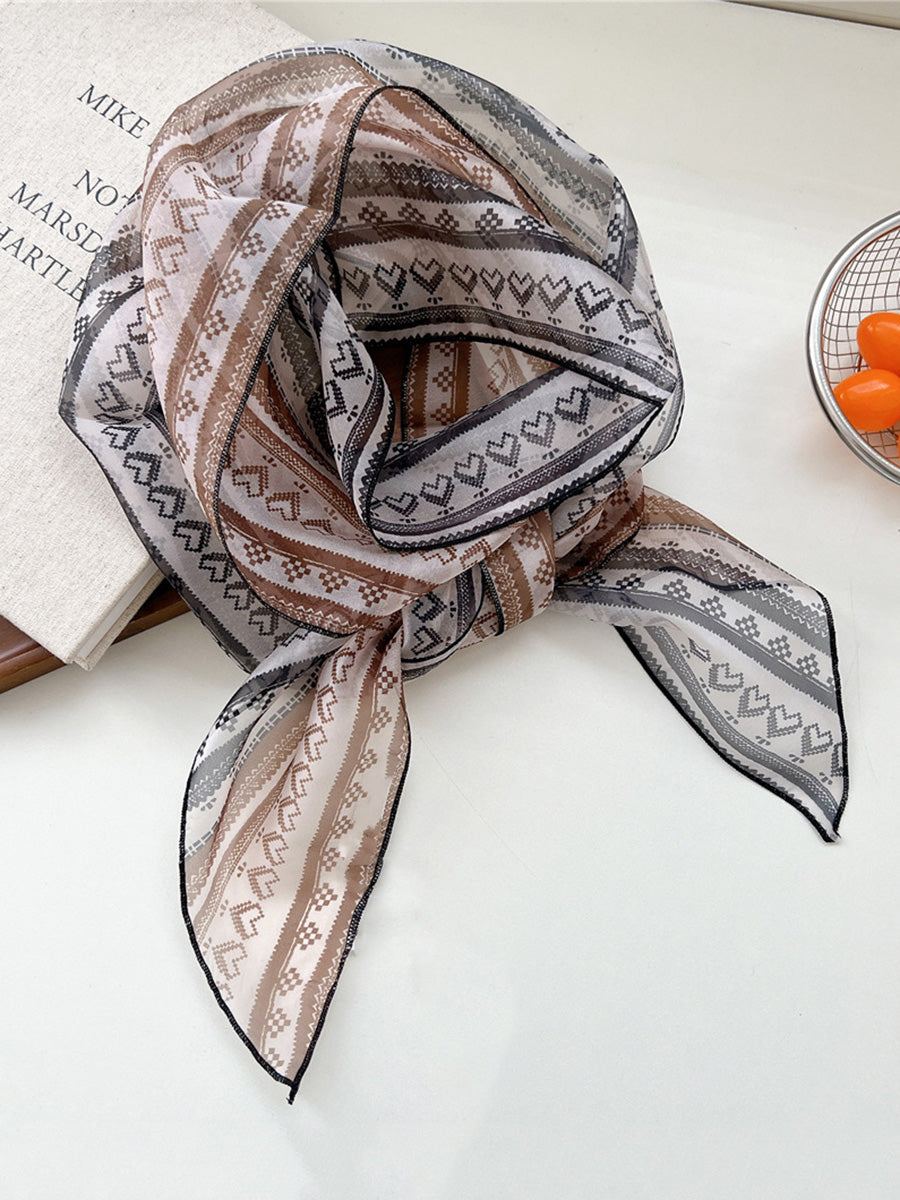 Women Thin Floral Triangle Scarf