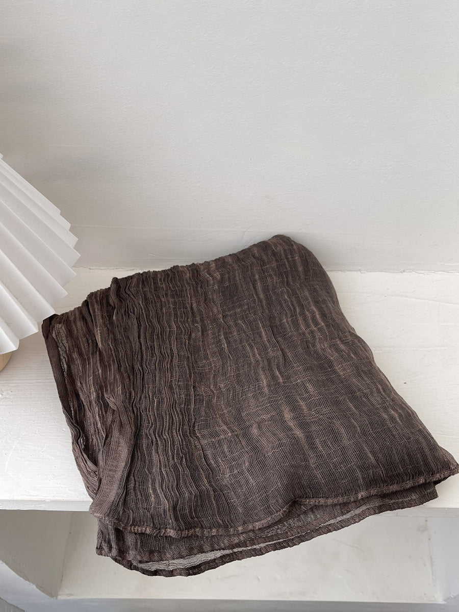 Women Artsy Pure Color Shirred Shawl Scarf