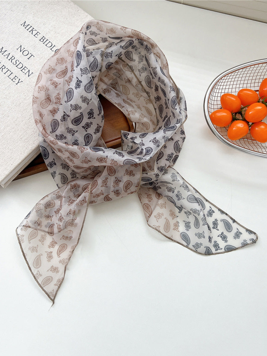 Women Thin Floral Triangle Scarf