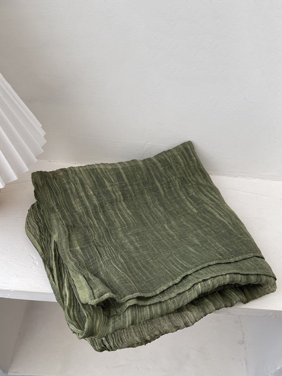 Women Artsy Pure Color Shirred Shawl Scarf