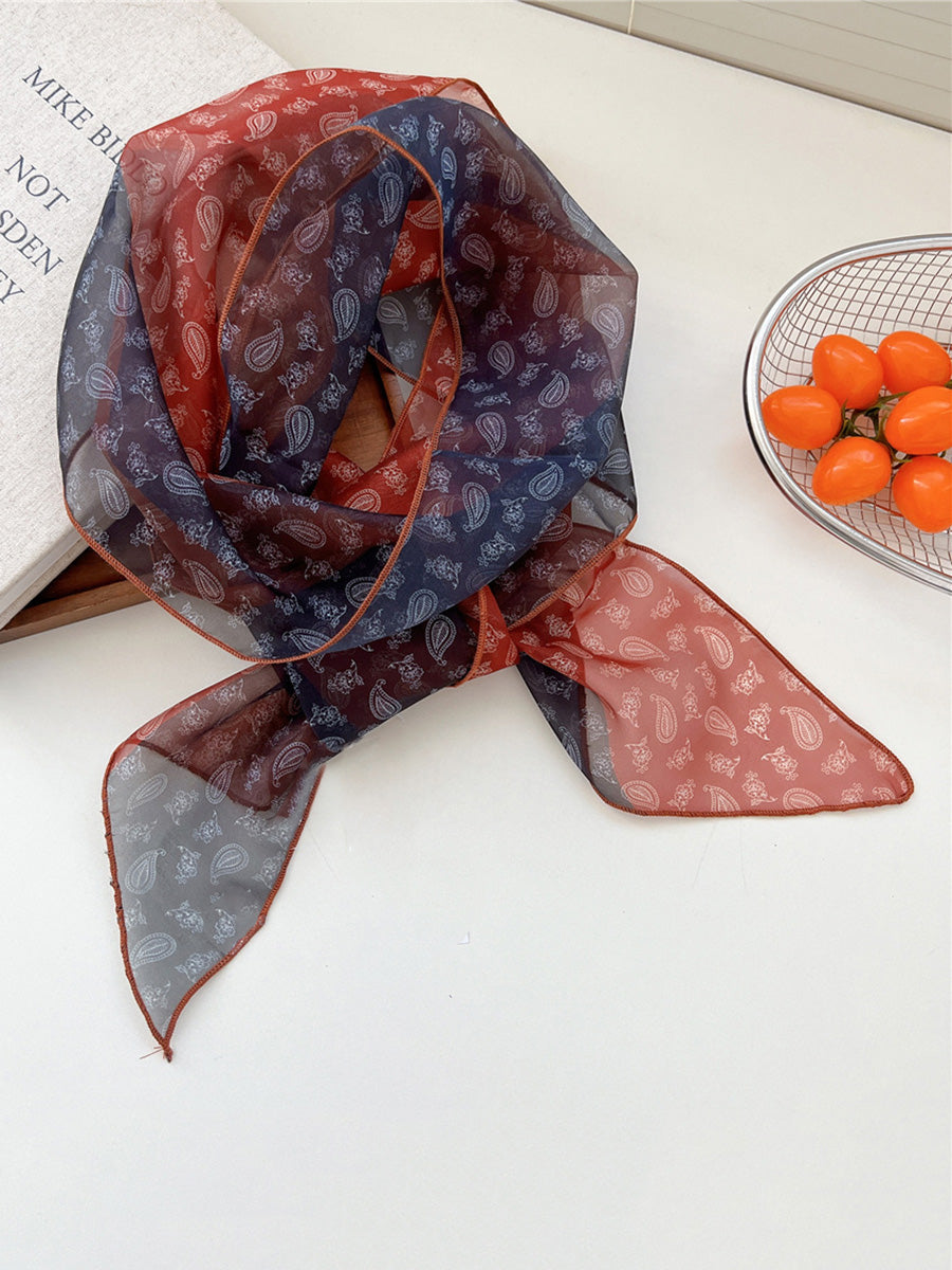 Women Thin Floral Triangle Scarf
