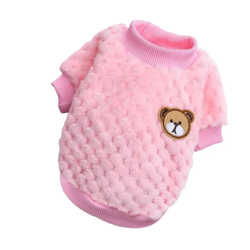 Bear Embroidery Pet Dog Vest Winter Warm Dog Clothes for Small Dogs Plush Puppy Cat Coat Yorkies Chihuahua Shih Tzu Pug Outfits