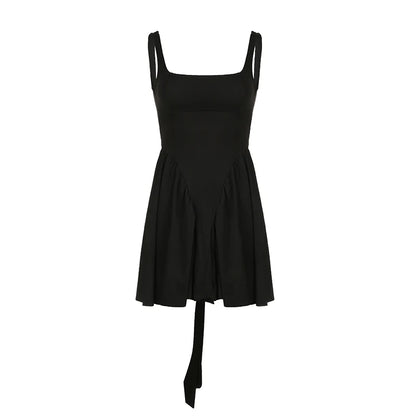 fashionSolid Sexy Backless Bandage Evening Dress Sweet Slim Chic Ruffles Vintage Clothings 90s Vacation Basic Outfits