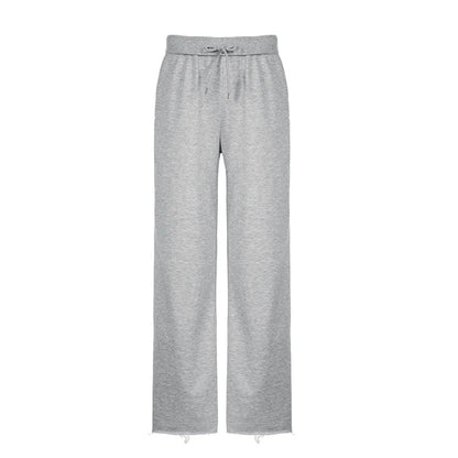 fashion Solid Streetwear Joggers Sweatpants for Women Lace-up 90s Fashion Straight Pants Casual Y2K Aesthetic Cute Bottoms