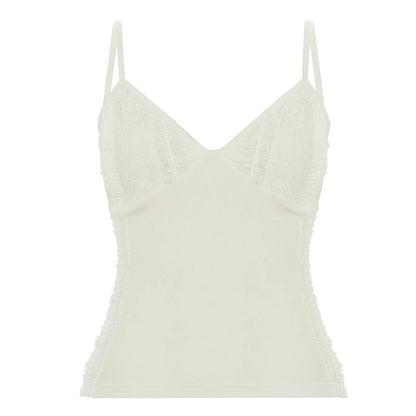 fashionLace Patchwork Sexy Backless Camisole Solid Basic Streetwear Fashion Top Slim Chic 90s Vintage Summer Bustiers