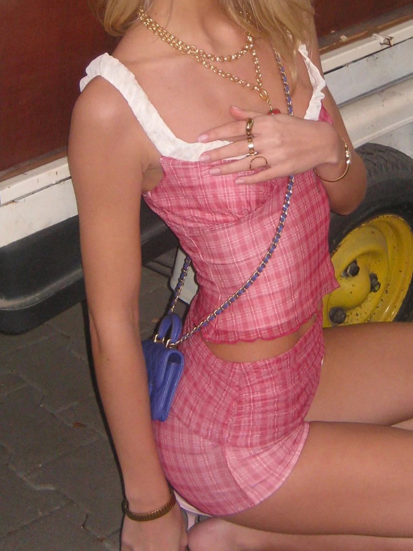 fashionTwo-Piece Set Plaid Print Y2K Sexy Camisole and Shorts Outfits for Women Clubwear 90s Fashion Korean Summer Suits