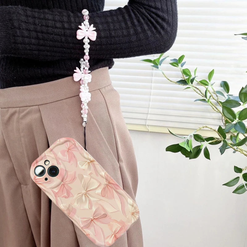Pink Bow Butterfly Charm Case For Samsung Galaxy A56 A55 5G A15 A54 A16 A17 A07 A35 A26 A36 S25 S24 Ultra S23 FE S22 S21 Plus