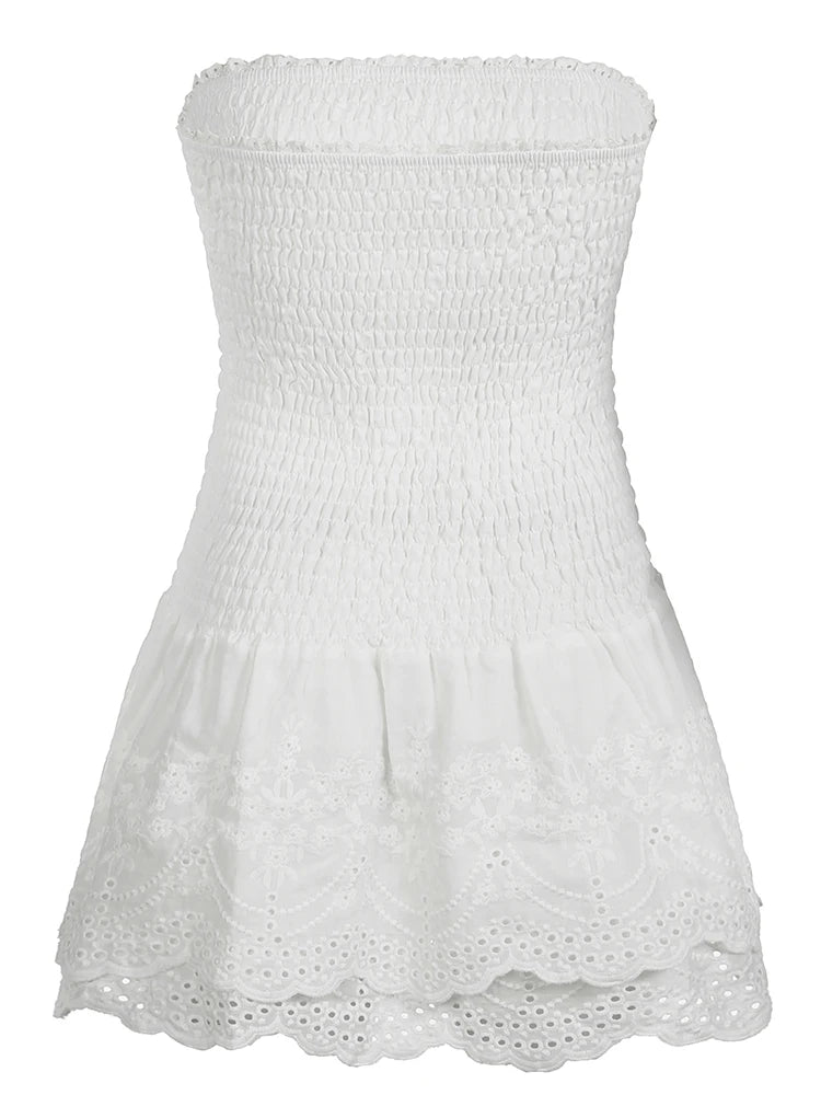 fashion Ruffles Patchwork Floral Sweet Dresses   Aesthetic Korean Fashion Outfits Women's Tight Backless Beach Pullover