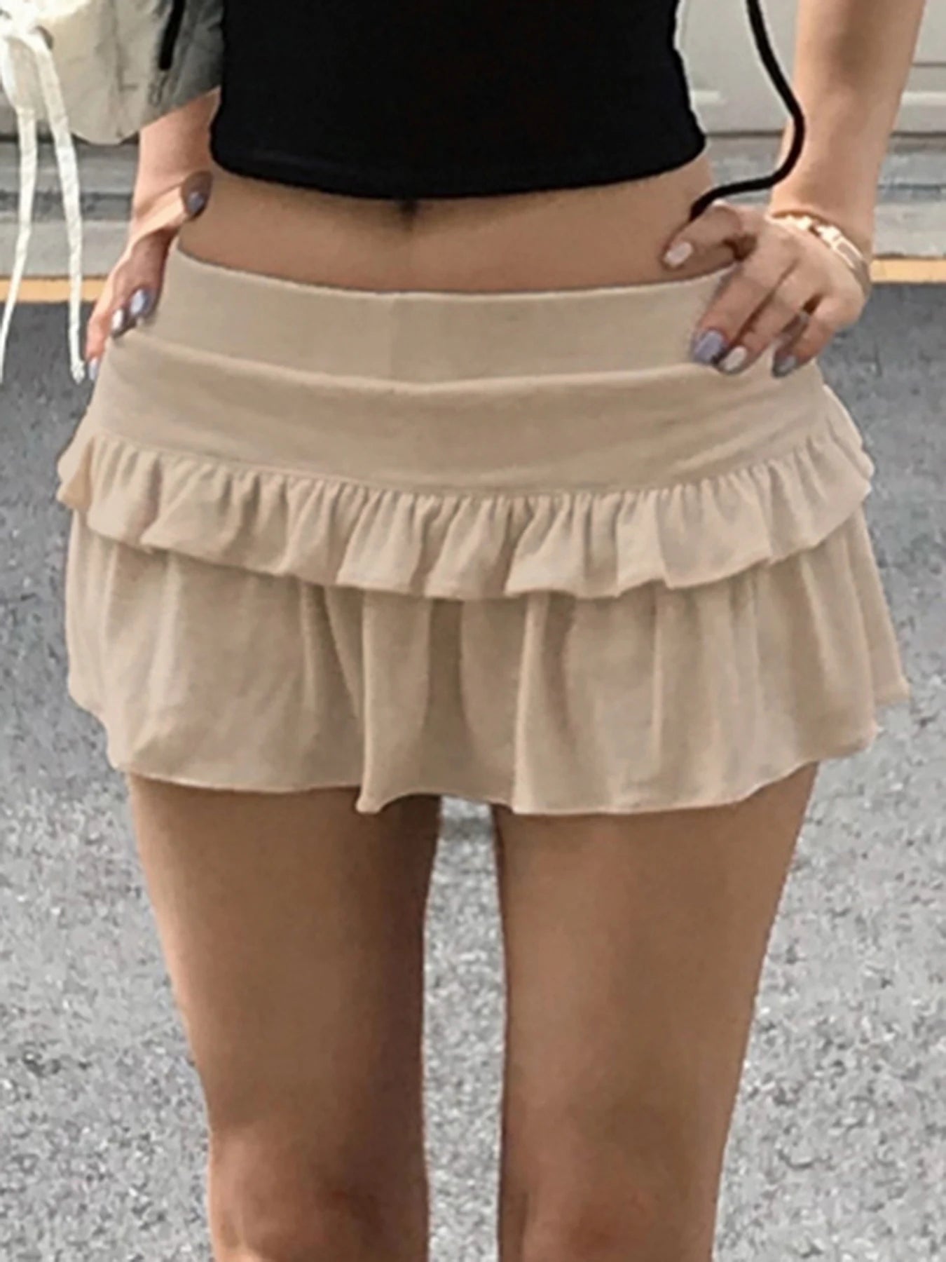 fashion Knitted Stringy Selvedge Short Skirts Vintage Chic Basic Streetwear Sexy Elastic Clothes Fashion Solid Bottoms