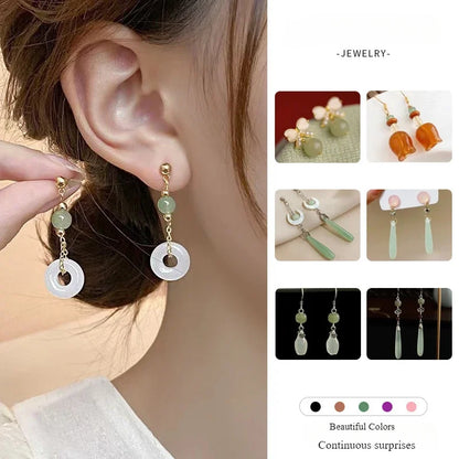 New Chinese Style Versatile Retro Earrings Long Tassel Horse Face Skirt Cheongsam Fashionable Temperament Accessories for Women