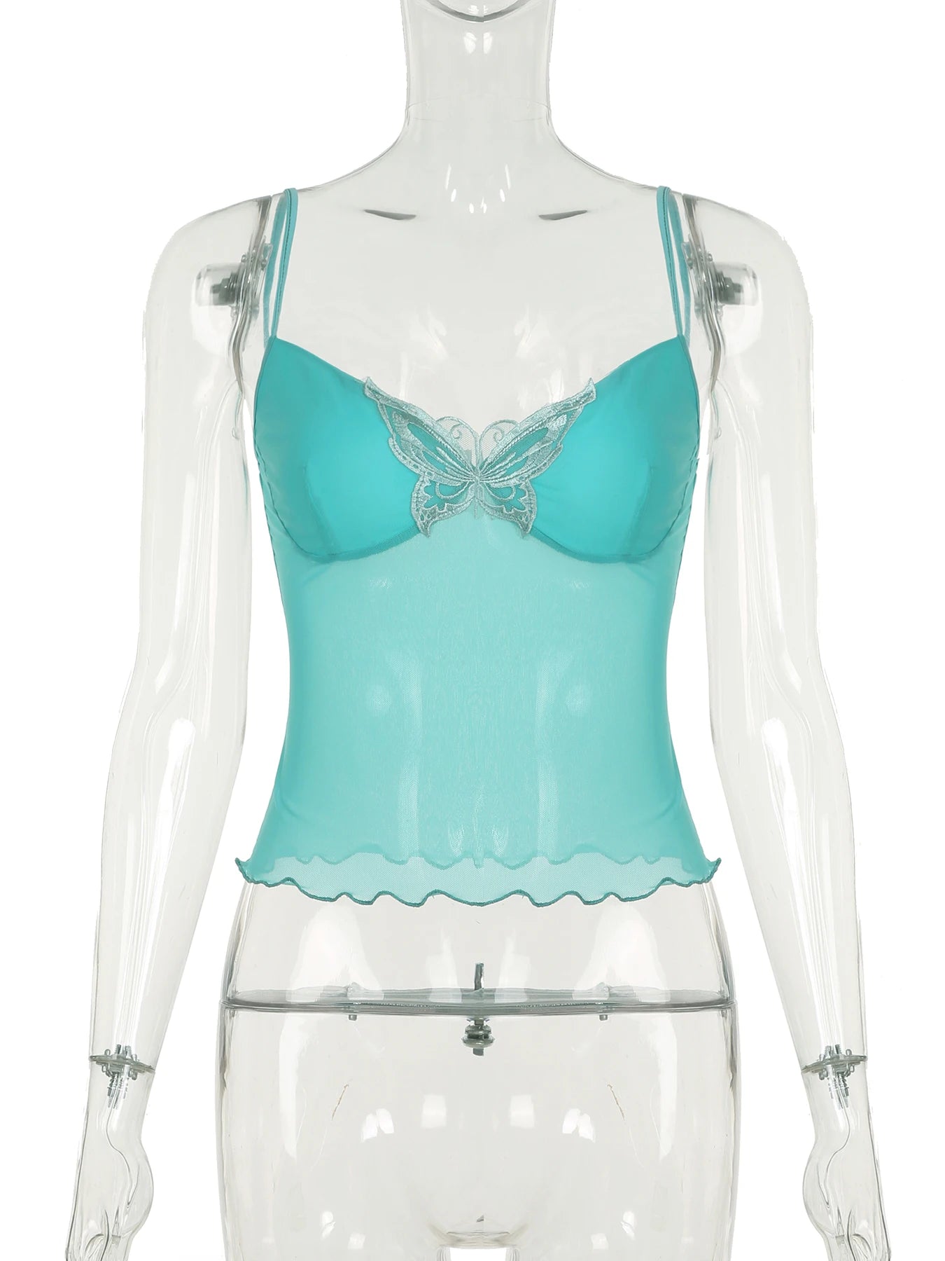 fashionButterfly Mesh Sexy Backless Camisole Solid Halter Vintage Chic Streetwear Slim Tops Hottie Sleeveless Bustiers