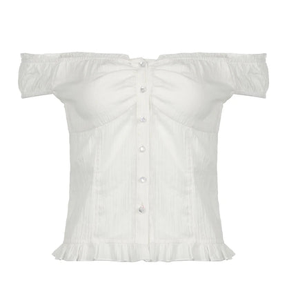 fashion Lace-up Solid Sexy Button Tees Slim Casual All-match Harajuku Fashion Women's Top Korean Style Aesthetic Clothings