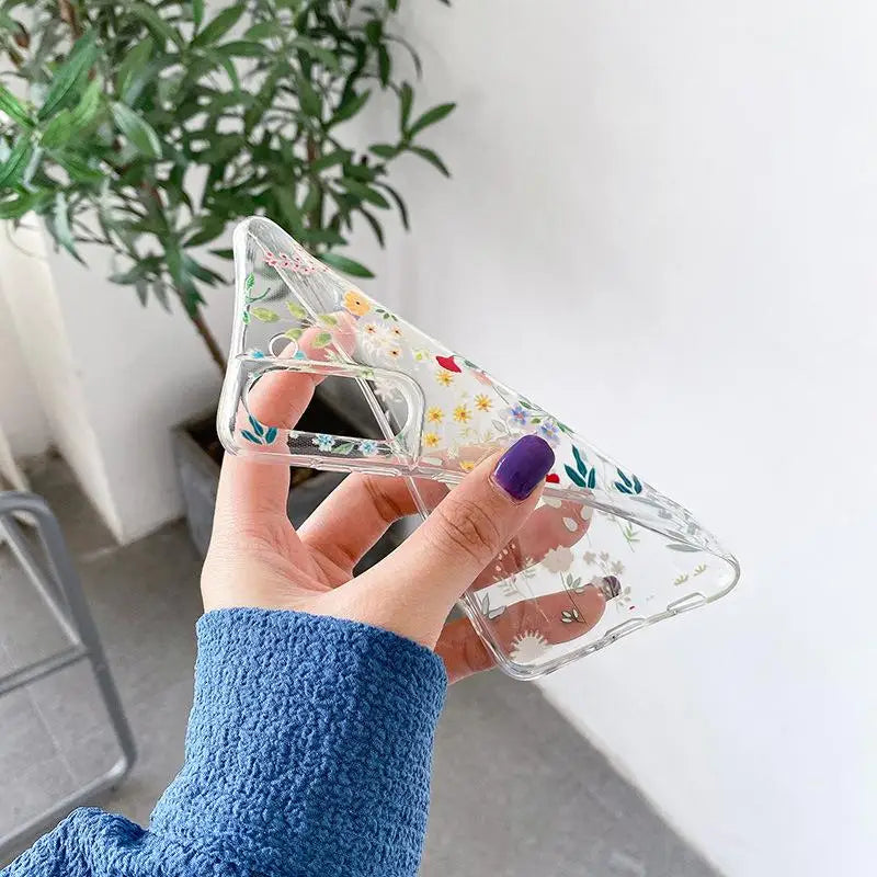 Flower Phone Case For Samsung Galaxy S24 Ultra S23 FE S20 S21 S22 Plus A54 5G A55 A35 A25 A14 A15 A24 A34 Clear Silicone Cases