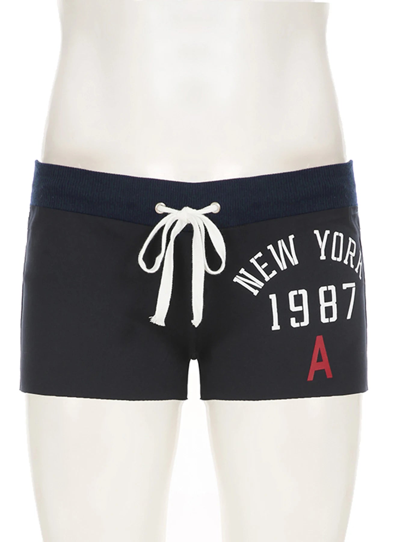 fashionAesthetic Letter Print Lace-up Shorts Low Waisted Hottie Sexy Slim Chic Vintage Streetwear Clothes Summer Bottoms