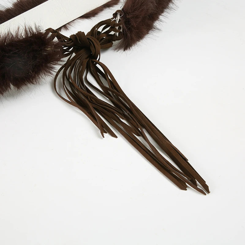 fashion Retro   Fashion Solid Aesthetic Furry Belts Vintage Chic Adjustable Accessories Korean Casual Drawstring Belts