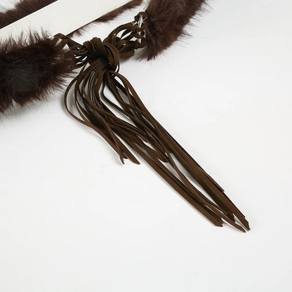 fashion Retro   Fashion Solid Aesthetic Furry Belts Vintage Chic Adjustable Accessories Korean Casual Drawstring Belts