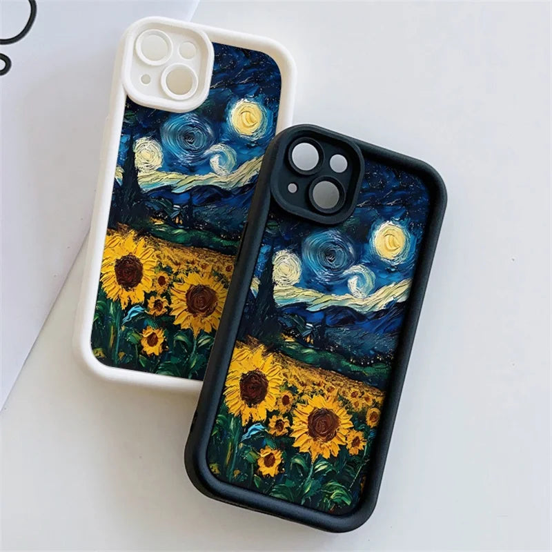 Case for Motorola Moto Edge 50 Pro 60 Fusion 40 NEO G84 G54 G75 G35 G85 5G G32 G52 G60 Silicone INS Starry Sky Sunflowers Cover