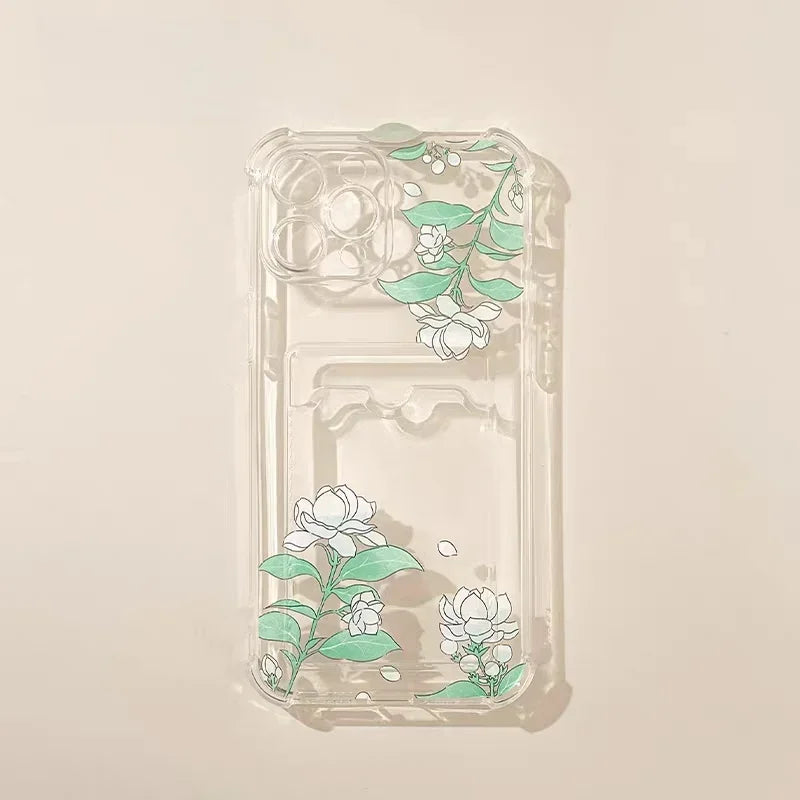 For Xiaomi Redmi Note 13 14 Pro Plus 12 11 10 Pro 12S 11S 9S 13C 12C 10C 9C 9A A2 A1 Clear TPU Flower Photo Card Holder Case