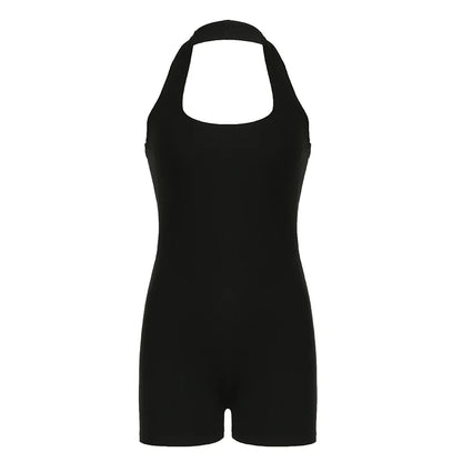fashionStreetwear Halter Slim Basic Rompers Backless Solid 90s Elastic Sexy Hottie Clothes Fashion Vintage Casual Outfits