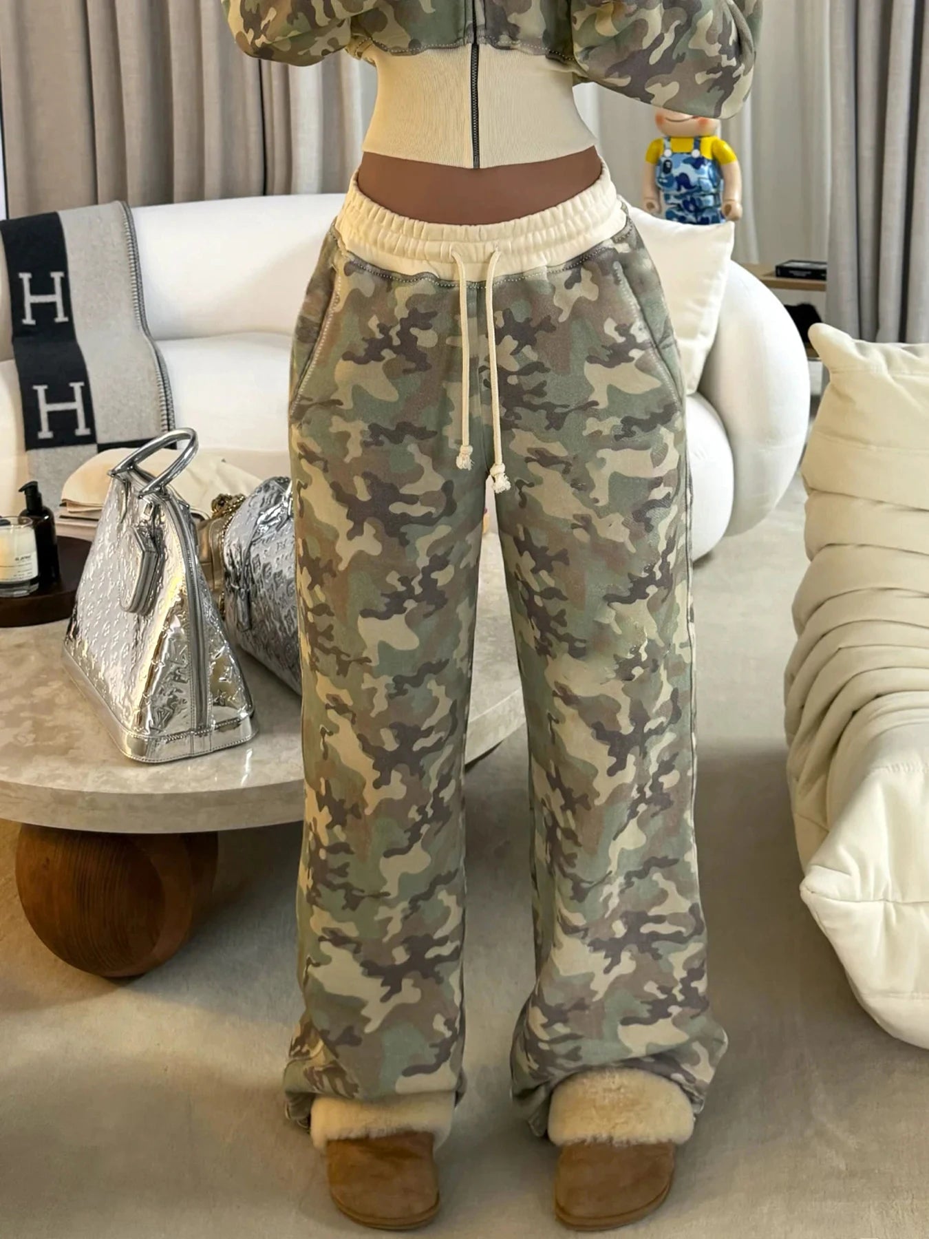 fashionLow Waisted Contrasting Camouflage Trousers Fashion Vintage Loose Pants Streetwear Casual Cute Women's Bottoms