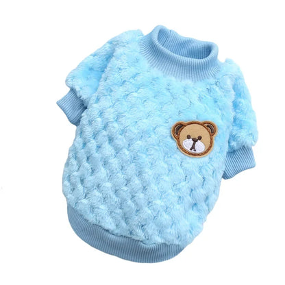 Bear Embroidery Pet Dog Vest Winter Warm Dog Clothes for Small Dogs Plush Puppy Cat Coat Yorkies Chihuahua Shih Tzu Pug Outfits
